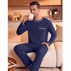 image:imageEkouaer Mens Long Sleeve TShirt Pajama Set Soft 2 Piece Lounge Set  Lightweight Long Sleeve Shirts and Bottoms Soft Comfy Sleep Sets2 Pieces LoungewearCrew NeckNavy