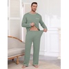 image:imageEkouaer Mens Long Sleeve TShirt Pajama Set Soft 2 Piece Lounge Set  Lightweight Long Sleeve Shirts and Bottoms Soft Comfy Sleep Sets2 Pieces LoungewearCrew NeckSage Green