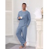 image:imageEkouaer Mens Long Sleeve TShirt Pajama Set Soft 2 Piece Lounge Set  Lightweight Long Sleeve Shirts and Bottoms Soft Comfy Sleep Sets2 Pieces LoungewearCrew NeckGrey Blue
