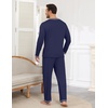 image:imageEkouaer Mens Long Sleeve TShirt Pajama Set Soft 2 Piece Lounge Set  Lightweight Long Sleeve Shirts and Bottoms Soft Comfy Sleep Sets2 Pieces LoungewearCrew NeckNavy
