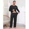 image:imageEkouaer Mens Long Sleeve TShirt Pajama Set Soft 2 Piece Lounge Set  Lightweight Long Sleeve Shirts and Bottoms Soft Comfy Sleep Sets2 Pieces LoungewearCrew NeckBlack