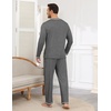 image:imageEkouaer Mens Long Sleeve TShirt Pajama Set Soft 2 Piece Lounge Set  Lightweight Long Sleeve Shirts and Bottoms Soft Comfy Sleep Sets2 Pieces LoungewearCrew NeckDark Dray