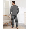 image:imageEkouaer Mens Long Sleeve TShirt Pajama Set Soft 2 Piece Lounge Set  Lightweight Long Sleeve Shirts and Bottoms Soft Comfy Sleep Sets2 Pieces LoungewearCrew NeckGrey Plaid