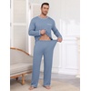 image:imageEkouaer Mens Long Sleeve TShirt Pajama Set Soft 2 Piece Lounge Set  Lightweight Long Sleeve Shirts and Bottoms Soft Comfy Sleep Sets2 Pieces LoungewearCrew NeckGrey Blue