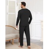 image:imageEkouaer Mens Long Sleeve TShirt Pajama Set Soft 2 Piece Lounge Set  Lightweight Long Sleeve Shirts and Bottoms Soft Comfy Sleep Sets2 Pieces LoungewearCrew NeckBlack