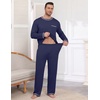 image:imageEkouaer Mens Long Sleeve TShirt Pajama Set Soft 2 Piece Lounge Set  Lightweight Long Sleeve Shirts and Bottoms Soft Comfy Sleep Sets2 Pieces LoungewearCrew NeckNavy