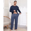 image:imageEkouaer Mens Long Sleeve TShirt Pajama Set Soft 2 Piece Lounge Set  Lightweight Long Sleeve Shirts and Bottoms Soft Comfy Sleep Sets2 Pieces LoungewearCrew NeckBlue Plaid