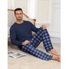 image:imageEkouaer Mens Long Sleeve TShirt Pajama Set Soft 2 Piece Lounge Set  Lightweight Long Sleeve Shirts and Bottoms Soft Comfy Sleep Sets2 Pieces LoungewearCrew NeckBlue Plaid