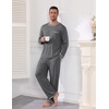image:imageEkouaer Mens Long Sleeve TShirt Pajama Set Soft 2 Piece Lounge Set  Lightweight Long Sleeve Shirts and Bottoms Soft Comfy Sleep Sets2 Pieces LoungewearCrew NeckDark Dray