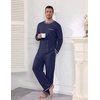 image:imageEkouaer Mens Long Sleeve TShirt Pajama Set Soft 2 Piece Lounge Set  Lightweight Long Sleeve Shirts and Bottoms Soft Comfy Sleep Sets2 Pieces LoungewearCrew NeckNavy