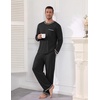 image:imageEkouaer Mens Long Sleeve TShirt Pajama Set Soft 2 Piece Lounge Set  Lightweight Long Sleeve Shirts and Bottoms Soft Comfy Sleep Sets2 Pieces LoungewearCrew NeckBlack