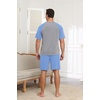 image:imageEkouaer Mens Pajamas Set Bamboo Viscose Short Sleeve Pjs Sets  Soft Moisture Wicking Lightweight Summer Button Fly Sleepwear with Pockets for lounging at home Running ReadingLight Blue Grey