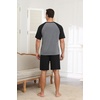 image:imageEkouaer Mens Pajamas Set Bamboo Viscose Short Sleeve Pjs Sets  Soft Moisture Wicking Lightweight Summer Button Fly Sleepwear with Pockets for lounging at home Running ReadingBlack Grey