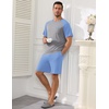 image:imageEkouaer Mens Pajamas Set Bamboo Viscose Short Sleeve Pjs Sets  Soft Moisture Wicking Lightweight Summer Button Fly Sleepwear with Pockets for lounging at home Running ReadingLight Blue Grey