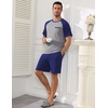 image:imageEkouaer Mens Pajamas Set Bamboo Viscose Short Sleeve Pjs Sets  Soft Moisture Wicking Lightweight Summer Button Fly Sleepwear with Pockets for lounging at home Running ReadingNavy Grey