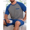 image:imageEkouaer Mens Pajamas Set Bamboo Viscose Short Sleeve Pjs Sets  Soft Moisture Wicking Lightweight Summer Button Fly Sleepwear with Pockets for lounging at home Running ReadingBlue Grey