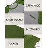 image:imageEkouaer Mens Pajamas Set Bamboo Viscose Short Sleeve Pjs Sets  Soft Moisture Wicking Lightweight Summer Button Fly Sleepwear with Pockets for lounging at home Running ReadingArmy Green Grey
