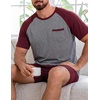 image:imageEkouaer Mens Pajamas Set Bamboo Viscose Short Sleeve Pjs Sets  Soft Moisture Wicking Lightweight Summer Button Fly Sleepwear with Pockets for lounging at home Running ReadingRed Grey