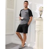 image:imageEkouaer Mens Pajamas Set Bamboo Viscose Short Sleeve Pjs Sets  Soft Moisture Wicking Lightweight Summer Button Fly Sleepwear with Pockets for lounging at home Running ReadingBlack Grey