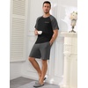 image:imageEkouaer Mens Pajamas Set Bamboo Viscose Short Sleeve Pjs Sets  Soft Moisture Wicking Lightweight Summer Button Fly Sleepwear with Pockets for lounging at home Running ReadingBlack Dark Grey