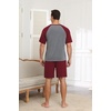 image:imageEkouaer Mens Pajamas Set Bamboo Viscose Short Sleeve Pjs Sets  Soft Moisture Wicking Lightweight Summer Button Fly Sleepwear with Pockets for lounging at home Running ReadingRed Grey