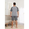 image:imageEkouaer Mens Pajamas Set Bamboo Viscose Short Sleeve Pjs Sets  Soft Moisture Wicking Lightweight Summer Button Fly Sleepwear with Pockets for lounging at home Running ReadingGrey