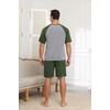 image:imageEkouaer Mens Pajamas Set Bamboo Viscose Short Sleeve Pjs Sets  Soft Moisture Wicking Lightweight Summer Button Fly Sleepwear with Pockets for lounging at home Running ReadingGreen Grey