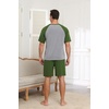 image:imageEkouaer Mens Pajamas Set Bamboo Viscose Short Sleeve Pjs Sets  Soft Moisture Wicking Lightweight Summer Button Fly Sleepwear with Pockets for lounging at home Running ReadingArmy Green Grey