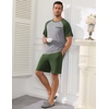 image:imageEkouaer Mens Pajamas Set Bamboo Viscose Short Sleeve Pjs Sets  Soft Moisture Wicking Lightweight Summer Button Fly Sleepwear with Pockets for lounging at home Running ReadingGreen Grey