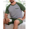 image:imageEkouaer Mens Pajamas Set Bamboo Viscose Short Sleeve Pjs Sets  Soft Moisture Wicking Lightweight Summer Button Fly Sleepwear with Pockets for lounging at home Running ReadingGreen Grey