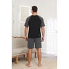 image:imageEkouaer Mens Pajamas Set Bamboo Viscose Short Sleeve Pjs Sets  Soft Moisture Wicking Lightweight Summer Button Fly Sleepwear with Pockets for lounging at home Running ReadingBlack Dark Grey