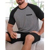image:imageEkouaer Mens Pajamas Set Bamboo Viscose Short Sleeve Pjs Sets  Soft Moisture Wicking Lightweight Summer Button Fly Sleepwear with Pockets for lounging at home Running ReadingBlack Grey