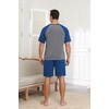 image:imageEkouaer Mens Pajamas Set Bamboo Viscose Short Sleeve Pjs Sets  Soft Moisture Wicking Lightweight Summer Button Fly Sleepwear with Pockets for lounging at home Running ReadingBlue Grey