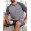image:imageEkouaer Mens Pajamas Set Bamboo Viscose Short Sleeve Pjs Sets  Soft Moisture Wicking Lightweight Summer Button Fly Sleepwear with Pockets for lounging at home Running ReadingGrey