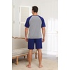 image:imageEkouaer Mens Pajamas Set Bamboo Viscose Short Sleeve Pjs Sets  Soft Moisture Wicking Lightweight Summer Button Fly Sleepwear with Pockets for lounging at home Running ReadingNavy Grey