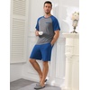 image:imageEkouaer Mens Pajamas Set Bamboo Viscose Short Sleeve Pjs Sets  Soft Moisture Wicking Lightweight Summer Button Fly Sleepwear with Pockets for lounging at home Running ReadingBlue Grey