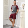 image:imageEkouaer Mens Pajamas Set Bamboo Viscose Short Sleeve Pjs Sets  Soft Moisture Wicking Lightweight Summer Button Fly Sleepwear with Pockets for lounging at home Running ReadingRed Grey
