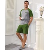 image:imageEkouaer Mens Pajamas Set Bamboo Viscose Short Sleeve Pjs Sets  Soft Moisture Wicking Lightweight Summer Button Fly Sleepwear with Pockets for lounging at home Running ReadingArmy Green Grey