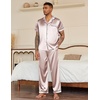 image:imageEkouaer Mens Satin Pajama Set Short Sleeve Button Down Sleepwear with Pant  Soft Cozy Summer Fall Elastic Waist Long Pants Pocket Casual Loungewear Silk Satin Pjs for Casual Daily WearChampagne