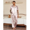 image:imageEkouaer Mens Satin Pajama Set Short Sleeve Button Down Sleepwear with Pant  Soft Cozy Summer Fall Elastic Waist Long Pants Pocket Casual Loungewear Silk Satin Pjs for Casual Daily WearChampagne