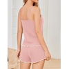 image:imageEkouaer Womens Cami Pajama Sets 2 Piece Ribbed Knit PJs  Sleeveless Soft loungewear great choice for weddings bridal parties honeymoons and any romantic occasionsLight Pink