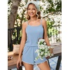 image:imageEkouaer Womens Cami Pajama Sets 2 Piece Ribbed Knit PJs  Sleeveless Soft loungewear great choice for weddings bridal parties honeymoons and any romantic occasionsLight Blue