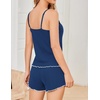 image:imageEkouaer Womens Cami Pajama Sets 2 Piece Ribbed Knit PJs  Sleeveless Soft loungewear great choice for weddings bridal parties honeymoons and any romantic occasionsNavy Blue