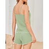 image:imageEkouaer Womens Cami Pajama Sets 2 Piece Ribbed Knit PJs  Sleeveless Soft loungewear great choice for weddings bridal parties honeymoons and any romantic occasionsLight Green