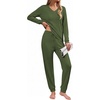 image:imageEkouaer Lounge Sets for Women Long Sleeve Ribbed Knit Pajama Set  Soft Warm Fall Winter Outfits 2026 V Neck Long Sleeve Tops Long Pants with Pockets 2 Piece Loungewear Home WearArmy Green