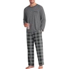 image:imageEkouaer Mens Long Sleeve TShirt Pajama Set Soft 2 Piece Lounge Set  Lightweight Long Sleeve Shirts and Bottoms Soft Comfy Sleep Sets2 Pieces LoungewearCrew NeckGrey Plaid