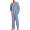 image:imageEkouaer Mens Long Sleeve TShirt Pajama Set Soft 2 Piece Lounge Set  Lightweight Long Sleeve Shirts and Bottoms Soft Comfy Sleep Sets2 Pieces LoungewearCrew NeckGrey Blue