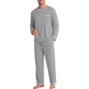 image:imageEkouaer Mens Long Sleeve TShirt Pajama Set Soft 2 Piece Lounge Set  Lightweight Long Sleeve Shirts and Bottoms Soft Comfy Sleep Sets2 Pieces LoungewearCrew NeckLight Grey