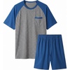 image:imageEkouaer Mens Pajamas Set Bamboo Viscose Short Sleeve Pjs Sets  Soft Moisture Wicking Lightweight Summer Button Fly Sleepwear with Pockets for lounging at home Running ReadingBlue Grey
