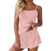 image:imageEkouaer Womens Cami Pajama Sets 2 Piece Ribbed Knit PJs  Sleeveless Soft loungewear great choice for weddings bridal parties honeymoons and any romantic occasionsLight Pink